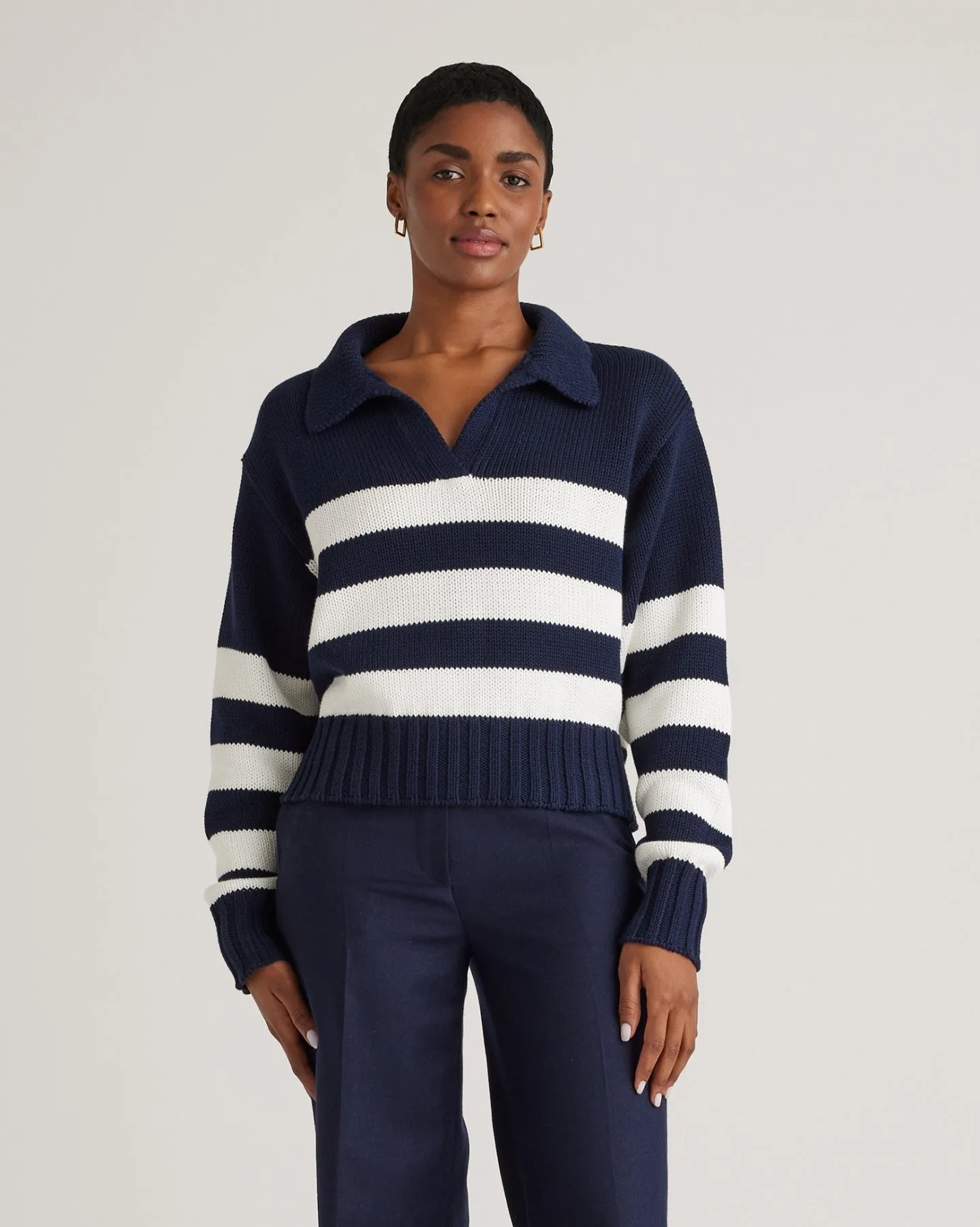 100% Organic Cropped Cotton Polo Sweater