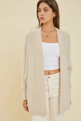 Beige Ribbed Cardigan