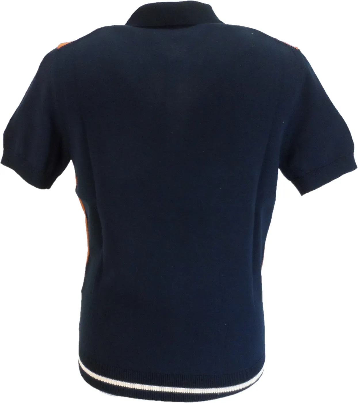 Ben Sherman Navy Blue Knitted Striped Mod Polo Shirt
