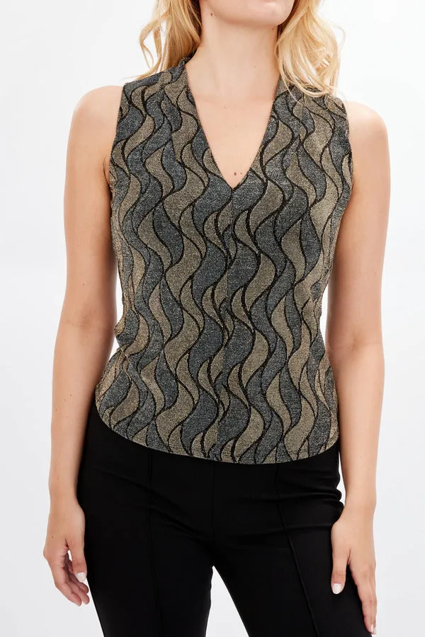 Frank Lyman Shimmer Wave Motif Top
