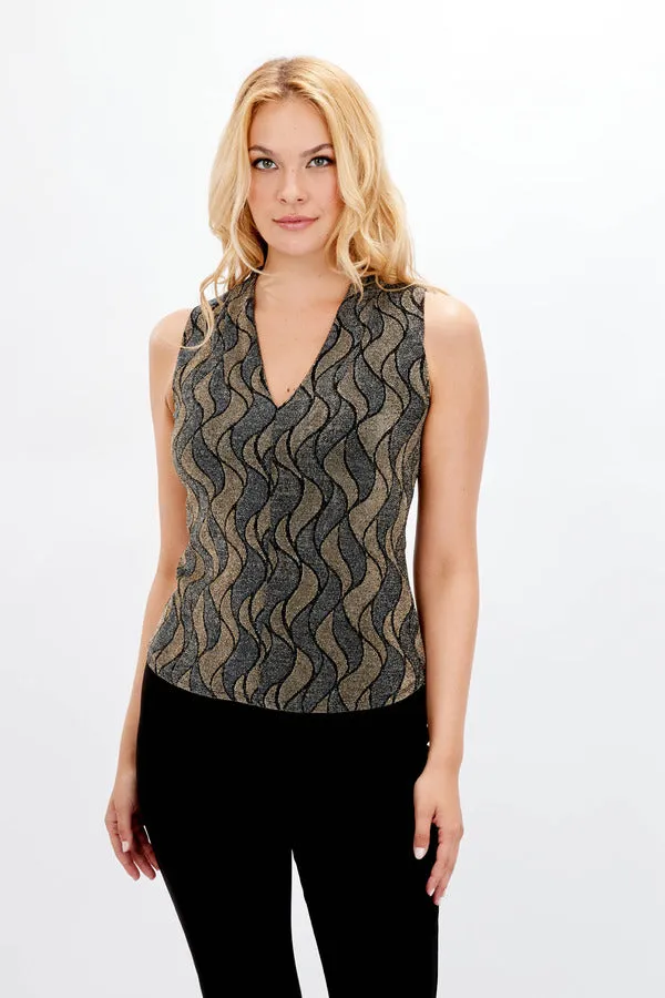 Frank Lyman Shimmer Wave Motif Top