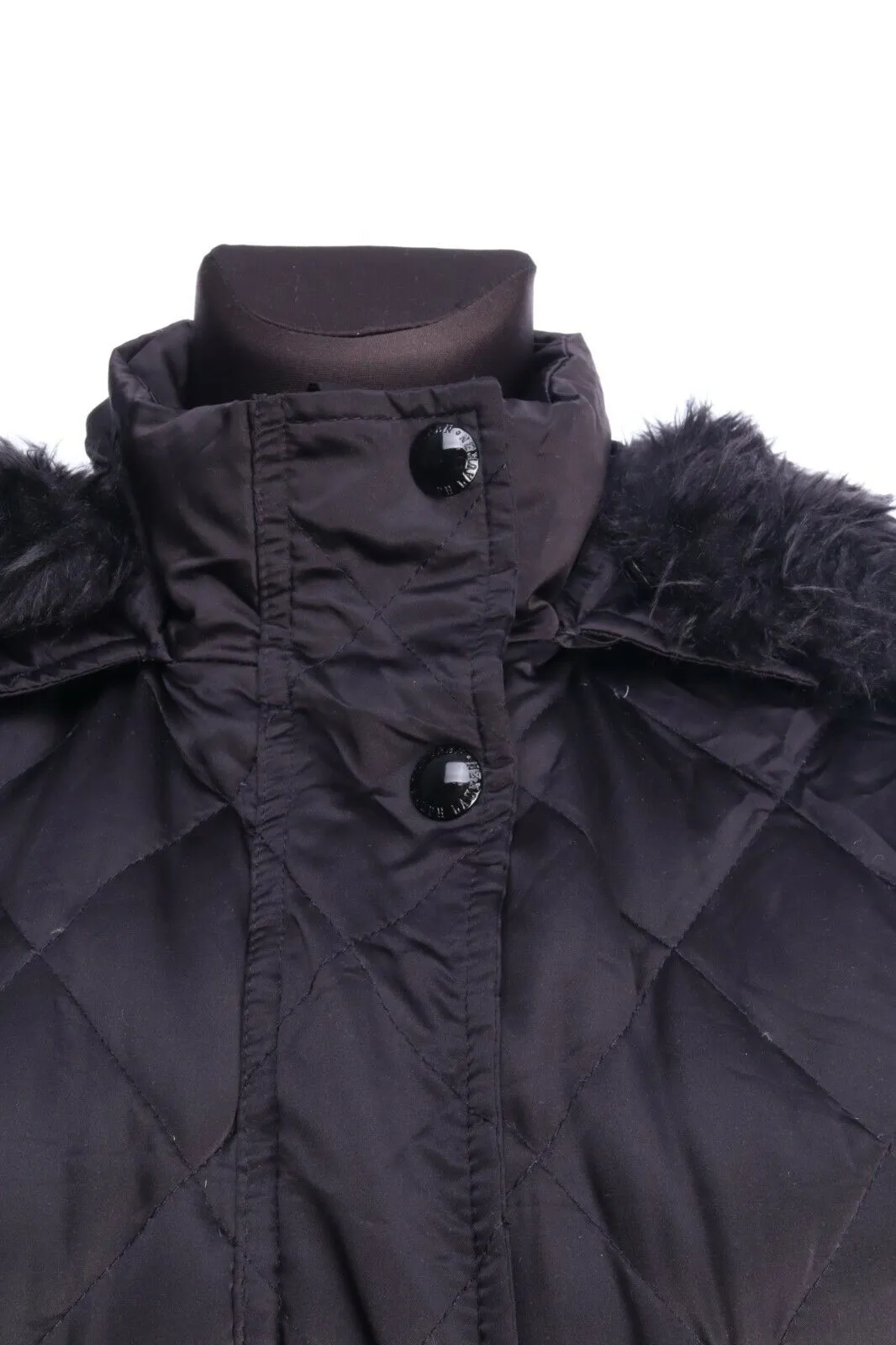 RALPH LAUREN Black Down Insulated Hooded Quilted Jacket Coat Size L