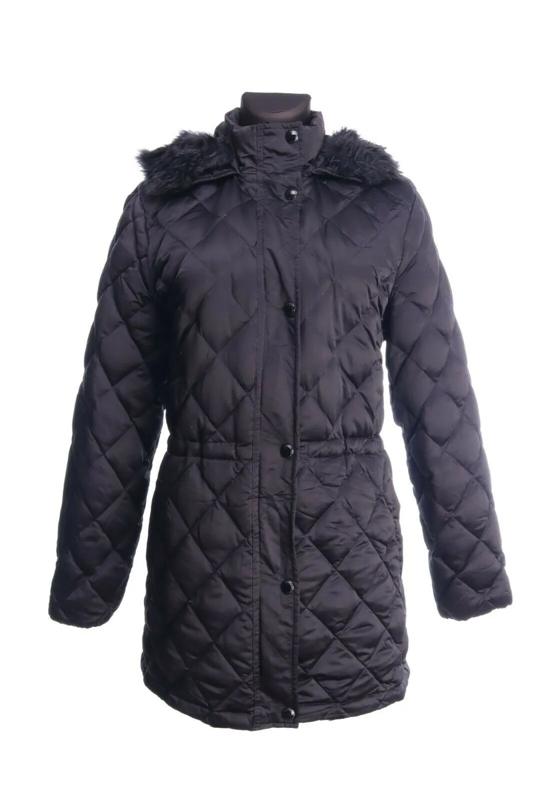 RALPH LAUREN Black Down Insulated Hooded Quilted Jacket Coat Size L