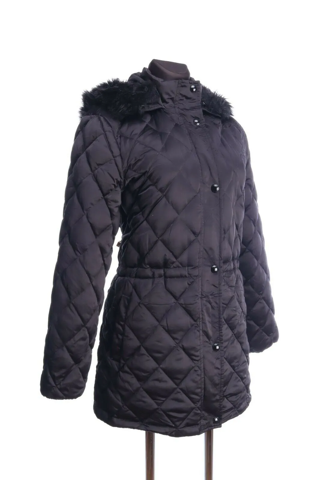 RALPH LAUREN Black Down Insulated Hooded Quilted Jacket Coat Size L