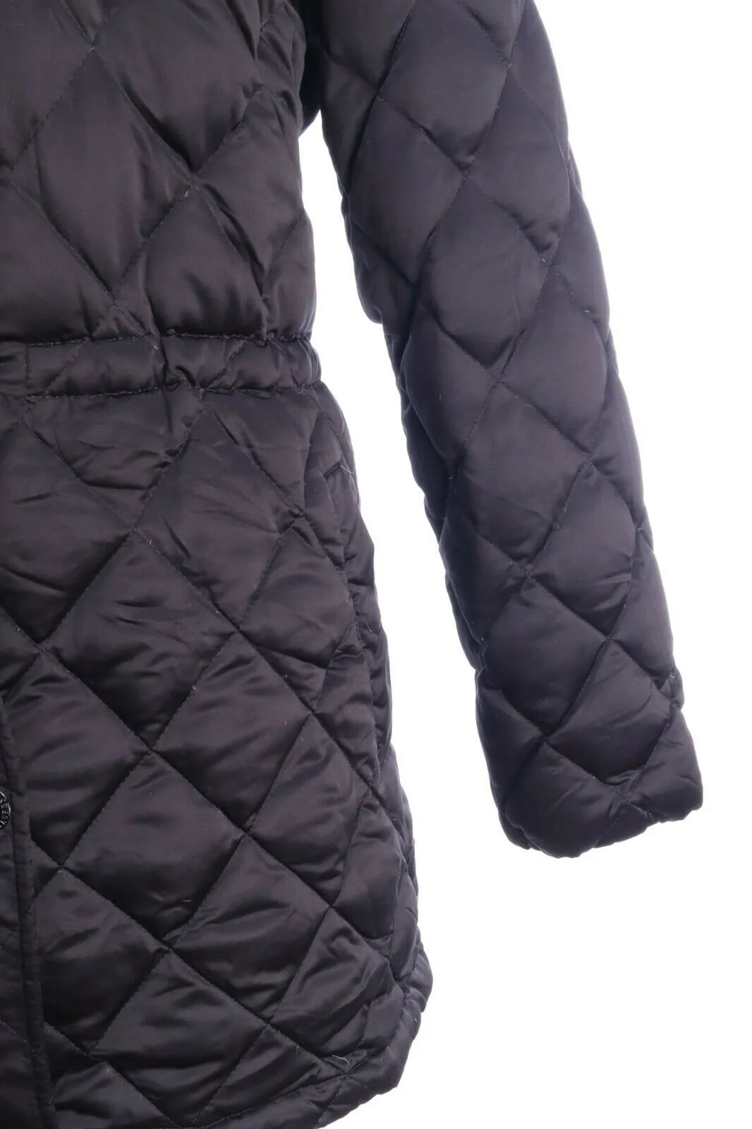 RALPH LAUREN Black Down Insulated Hooded Quilted Jacket Coat Size L