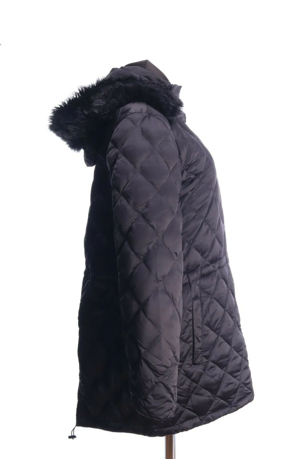 RALPH LAUREN Black Down Insulated Hooded Quilted Jacket Coat Size L