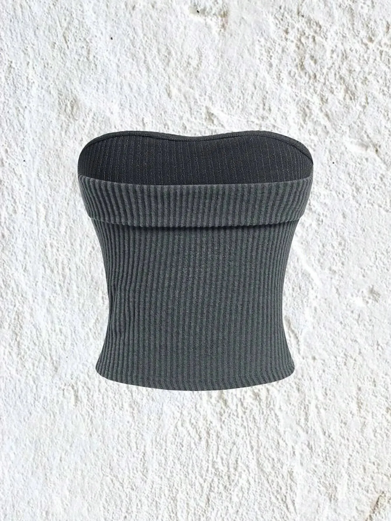 Rib-knit Tube Top - Solid Strapless Sleeveless Slim Fit Crop