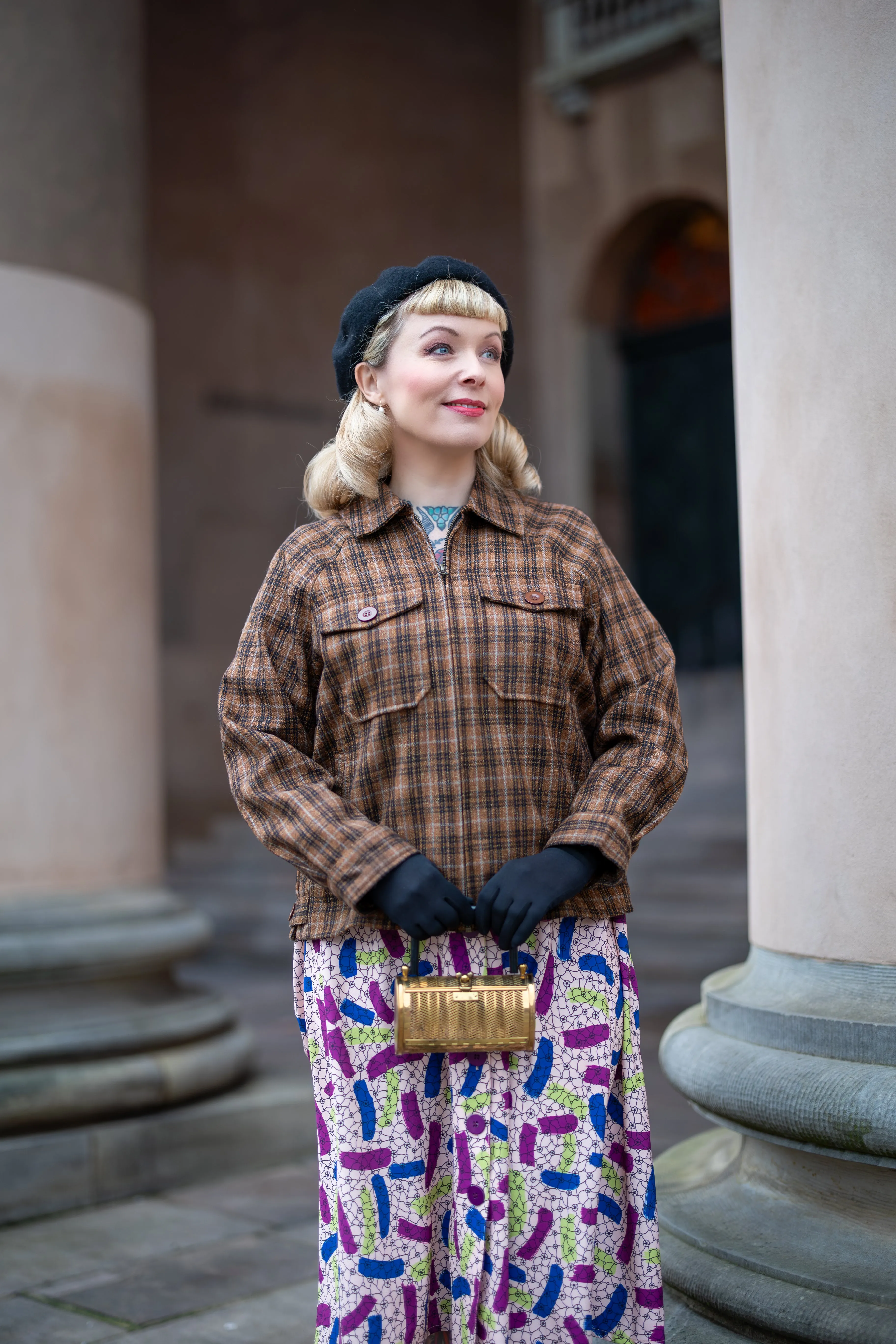 The "Bobby Jacket" in Woven Brown Check Wool With Luxury Satin Lining, Classic Rockabilly Style