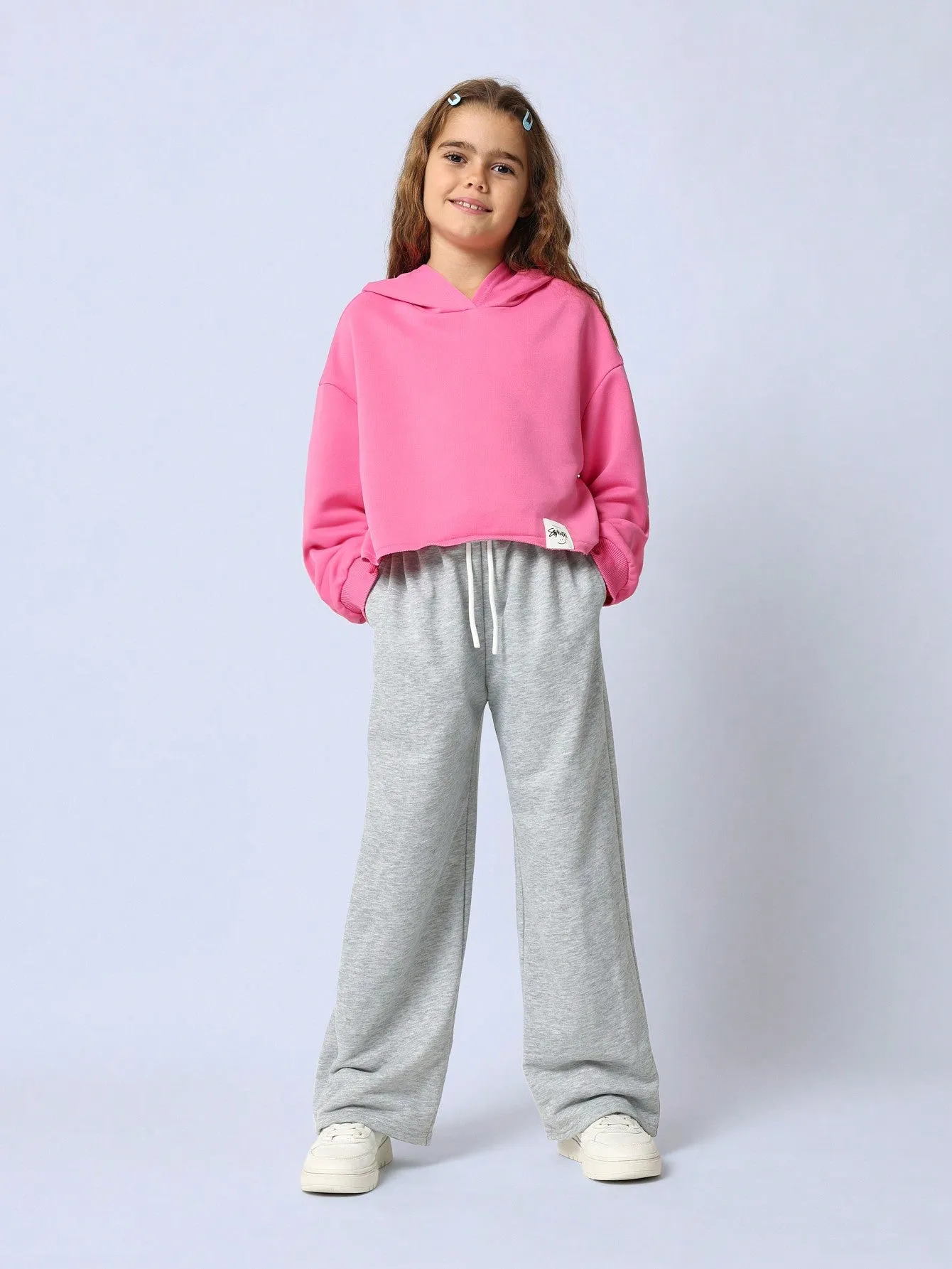 Tween Girls Pink Overhead Los Angeles Graphic Print Hoodie And Flare Fit Sweatpants 2 Piece Set