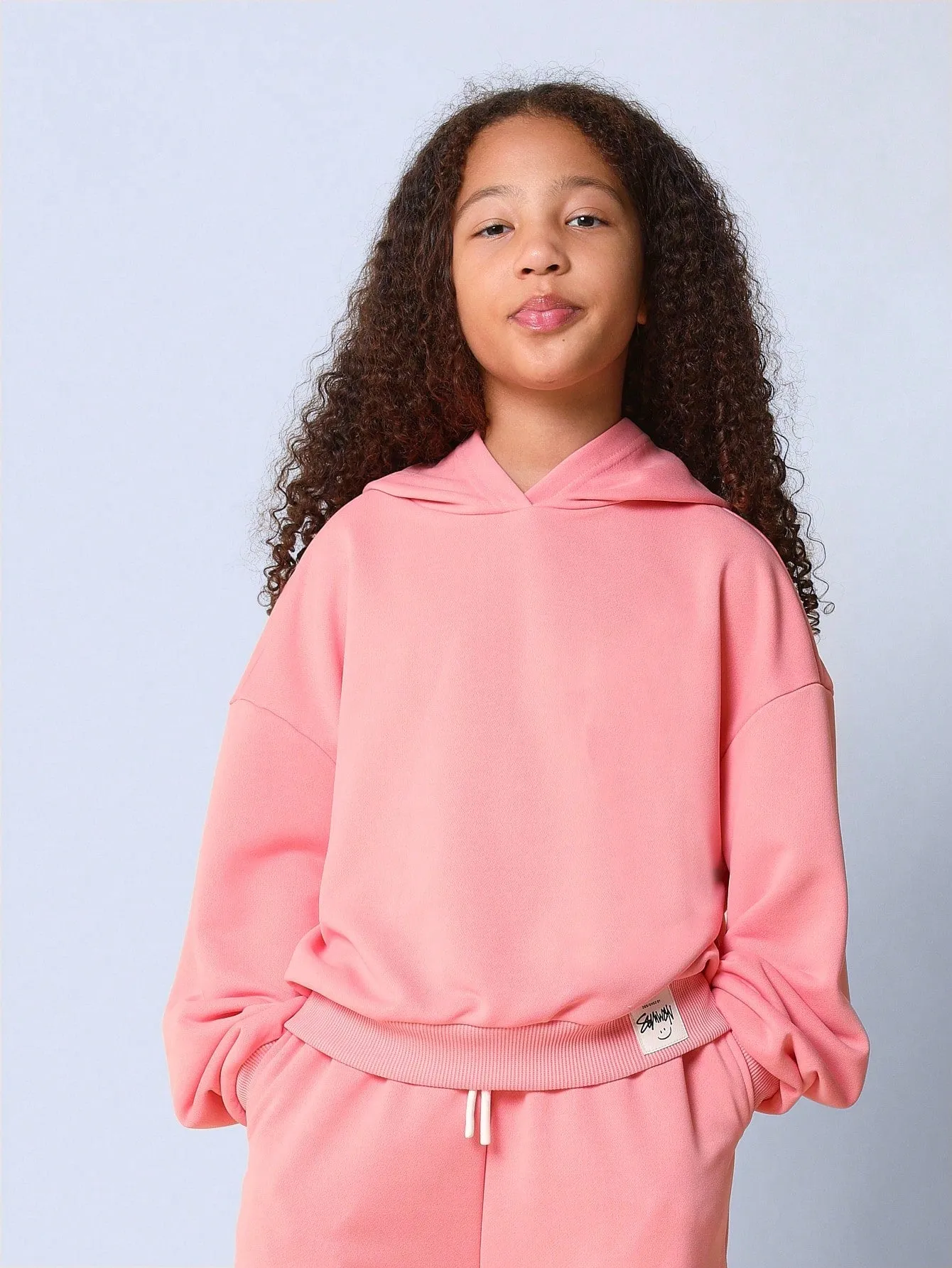 Tween Girls Relaxed Regular Fit Overhead Essential Hoodie And Wide Leg Sweatpants 2 Piece Set