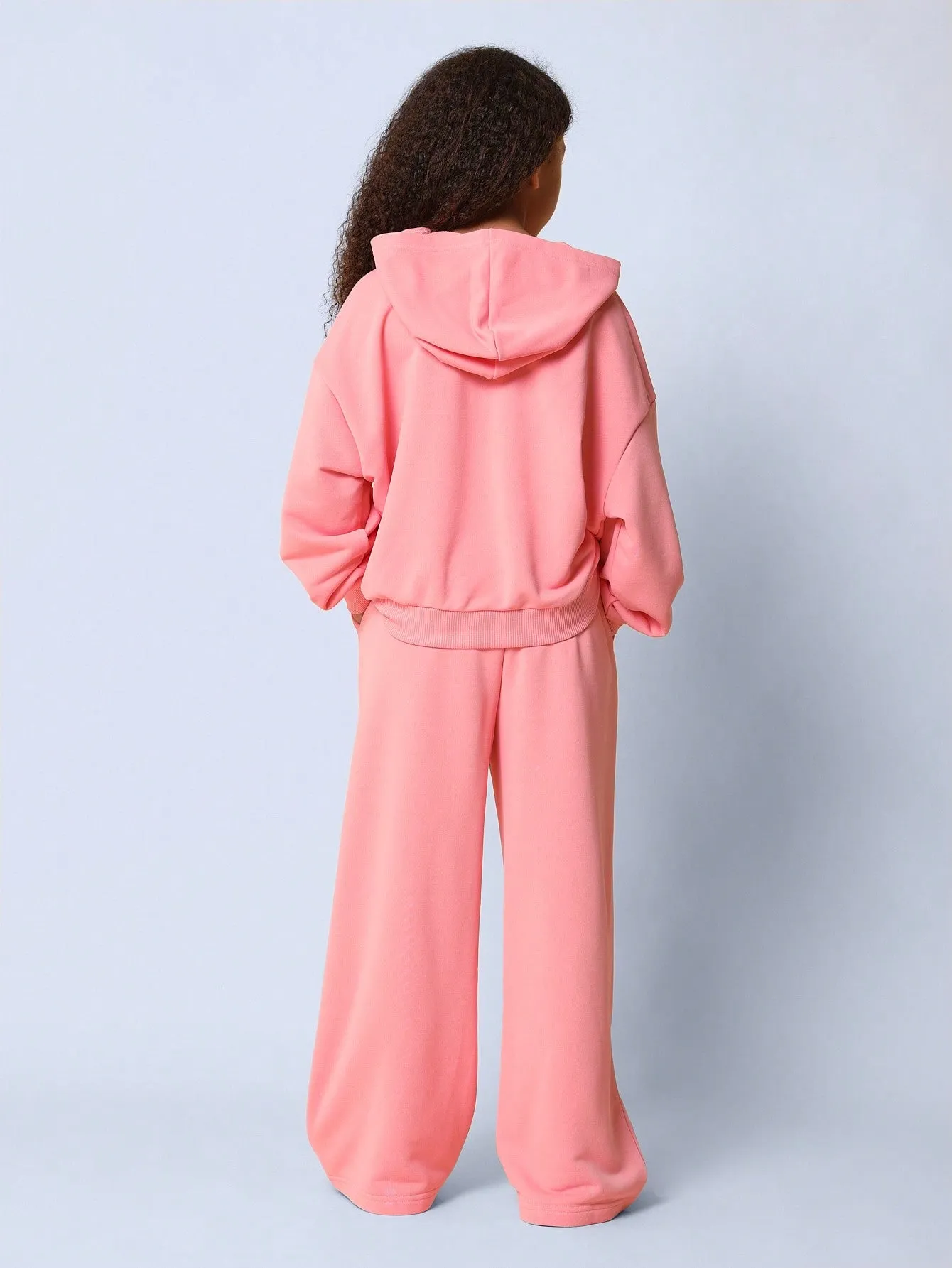 Tween Girls Relaxed Regular Fit Overhead Essential Hoodie And Wide Leg Sweatpants 2 Piece Set